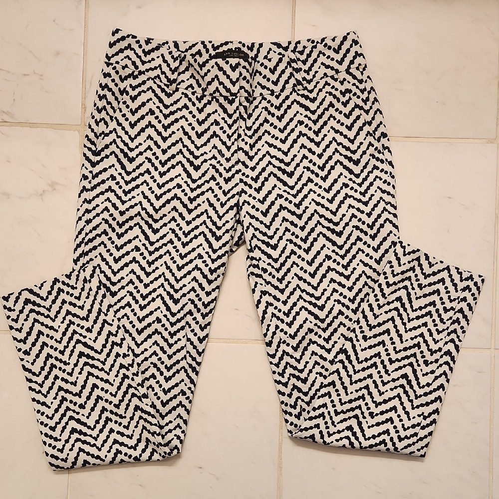 Ann Taylor Navy and White Patterned Garment